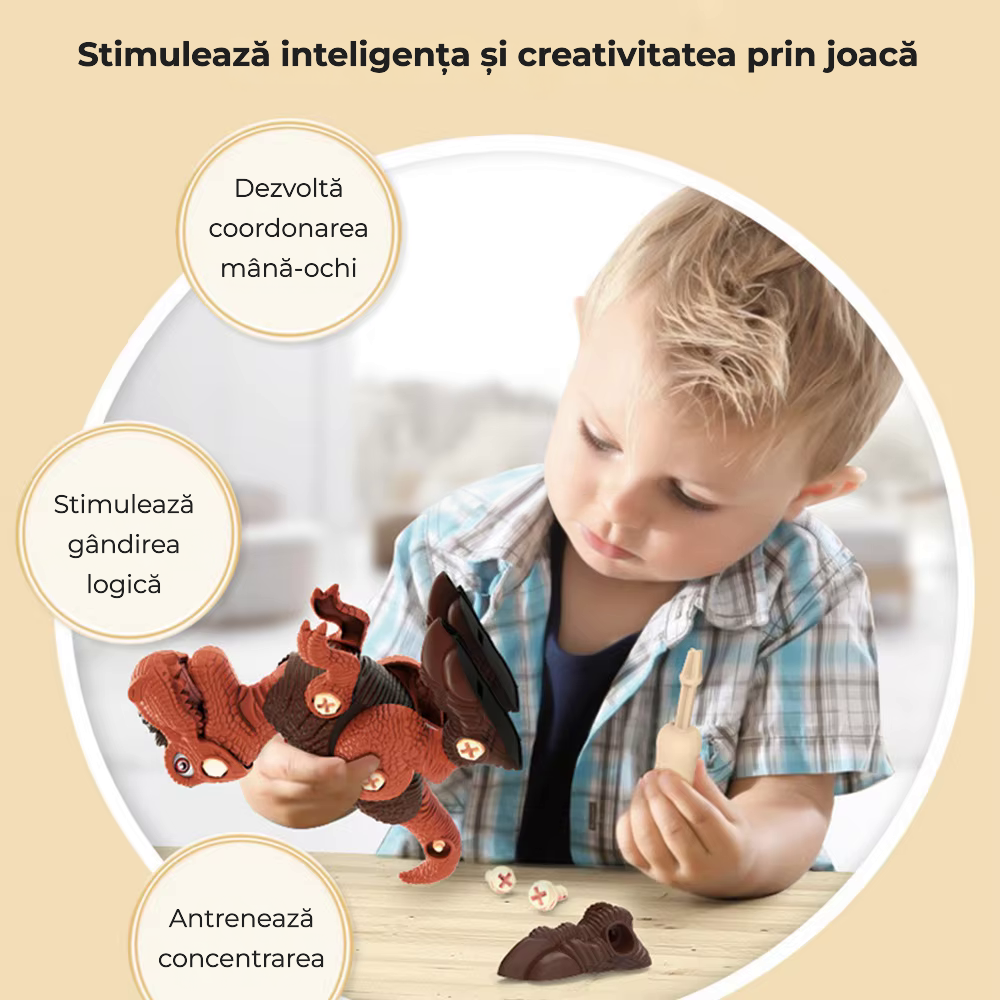 Dinozaur 3D de construit cu bormașină