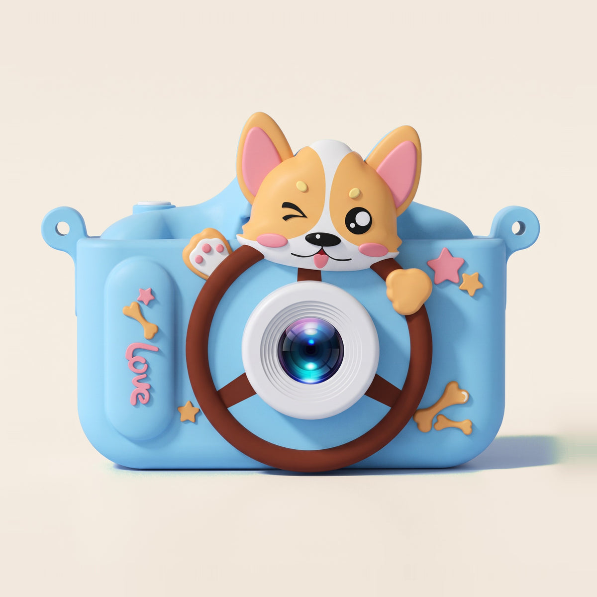 Cameră foto pentru copii cu motiv corgi, culoare: albastru