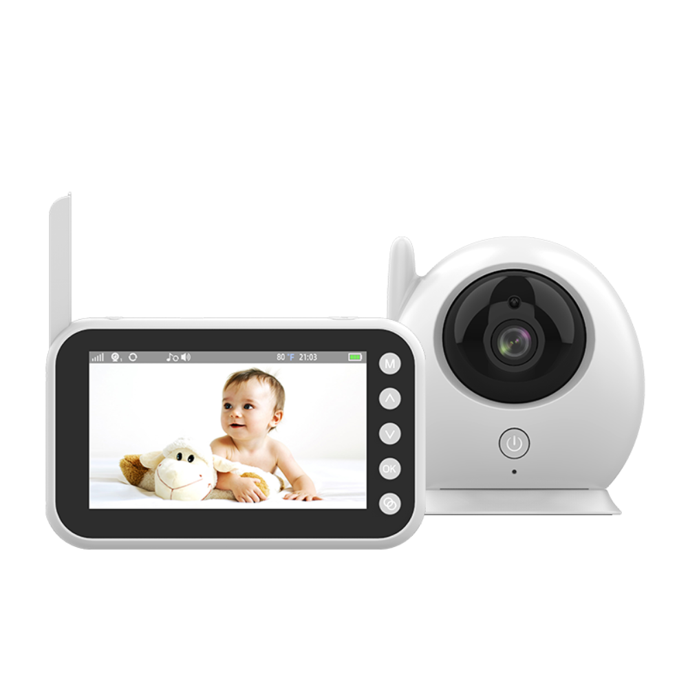Baby monitor video 4,3" cu cameră rotativă