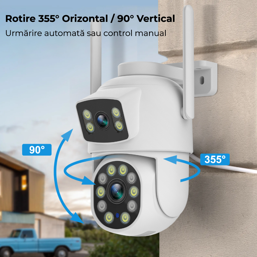 Cameră de supraveghere WiFi rotativă 360°
