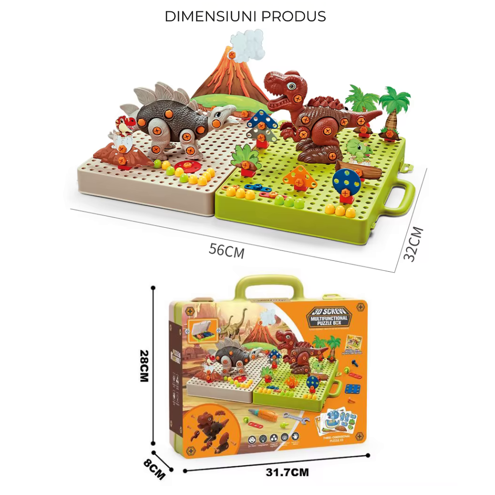 Dinozaur 3D de construit cu bormașină