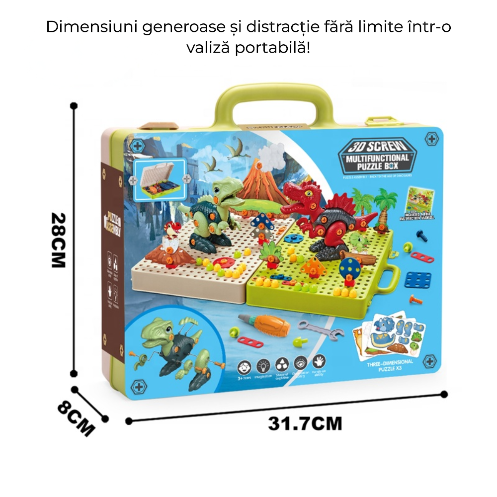 Dinozaur 3D de construit cu bormașină
