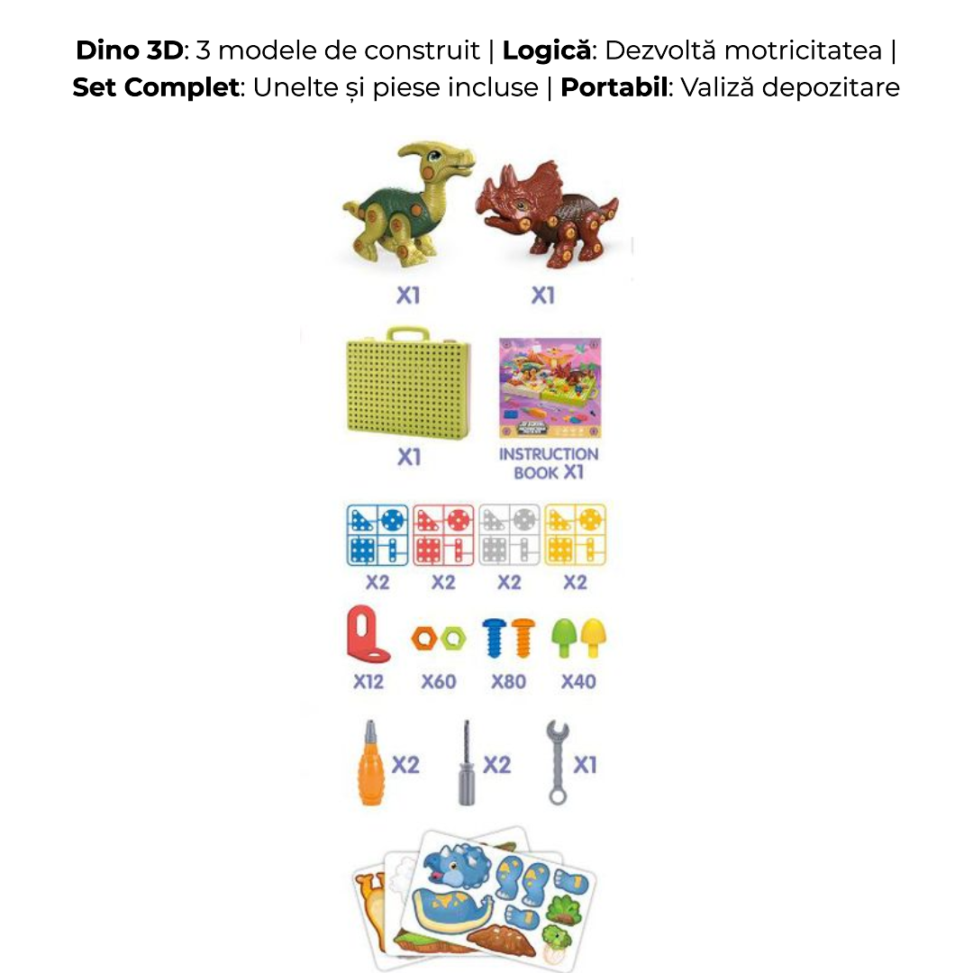Dinozaur 3D de construit cu bormașină