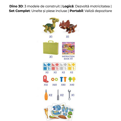 Dinozaur 3D de construit cu bormașină