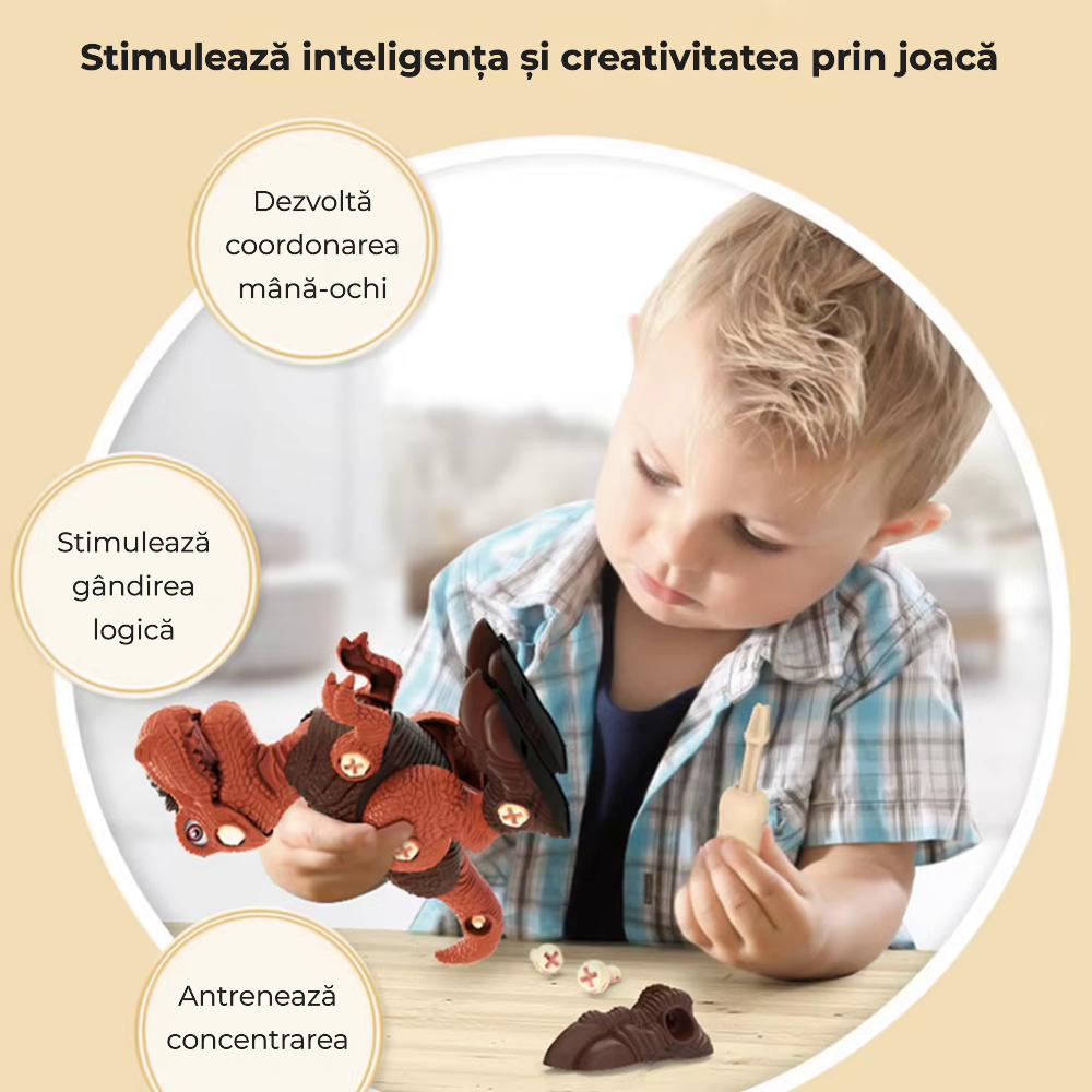 Dinozaur 3D de construit cu bormașină