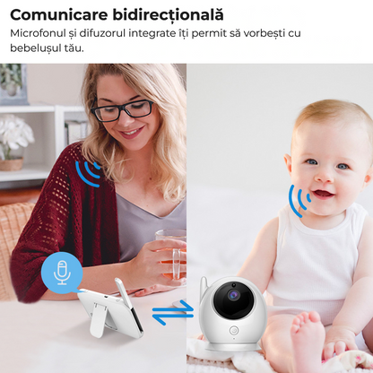 Baby monitor video 4,3" cu cameră rotativă