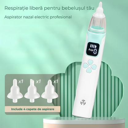 Aspirator nazal electric pentru bebeluși, reîncărcabil, cu 4 vârfuri din silicon