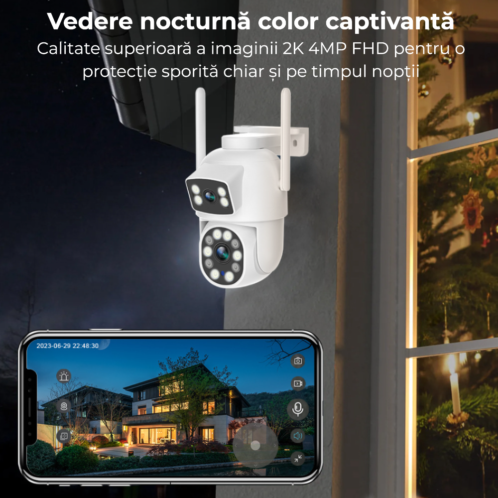 Cameră de supraveghere WiFi rotativă 360°