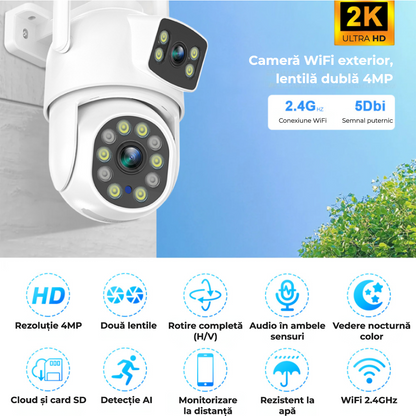 Cameră de supraveghere WiFi rotativă 360°