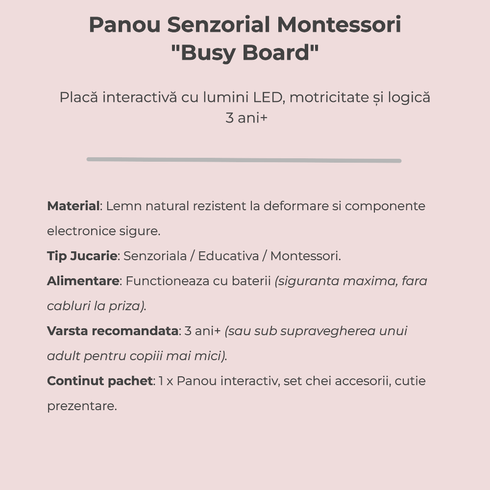 Placă senzorială Busy Board Montessori