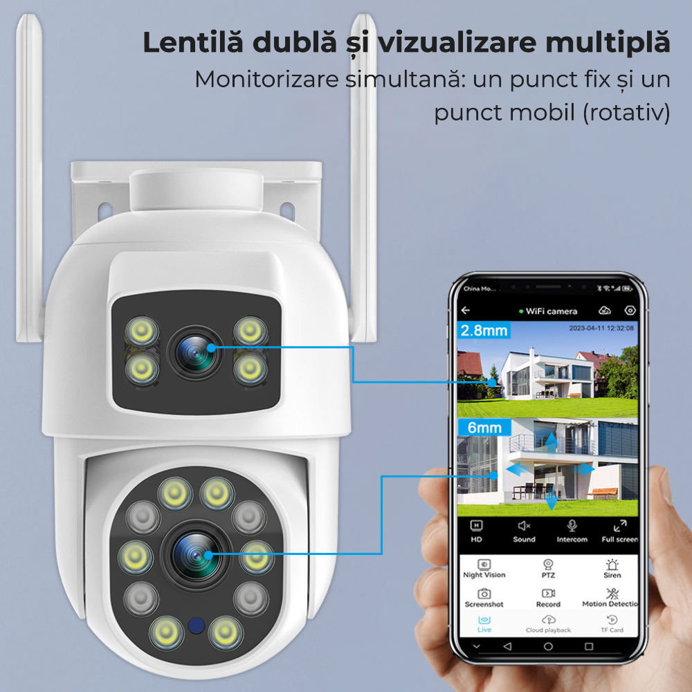 Cameră de supraveghere WiFi rotativă 360°