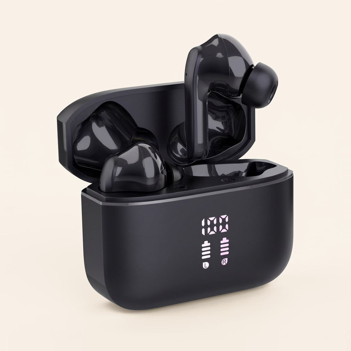 Căști wireless TWS cu carcasă de încărcare, culoare: negru