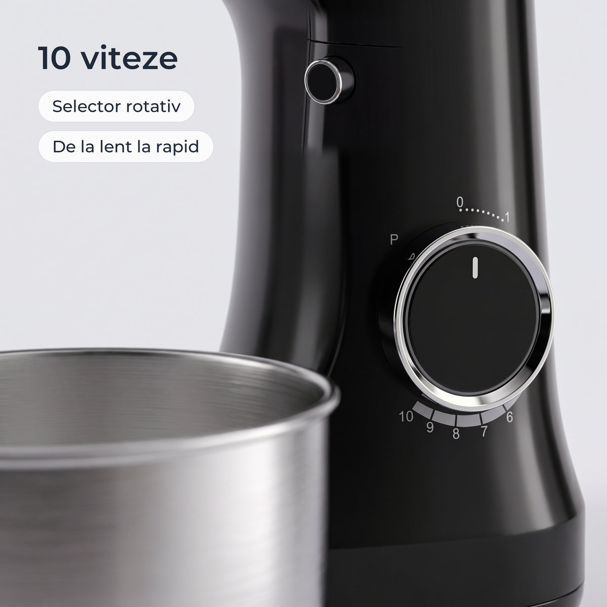 Selectorul rotativ cu 10 viteze al mixerului planetar negru 