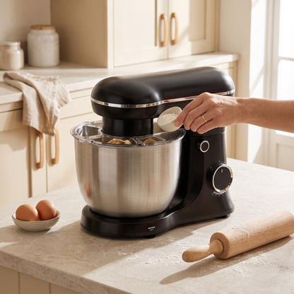 Mixer planetar 5,5 L cu bol din inox, în folosință, culoare: negru 