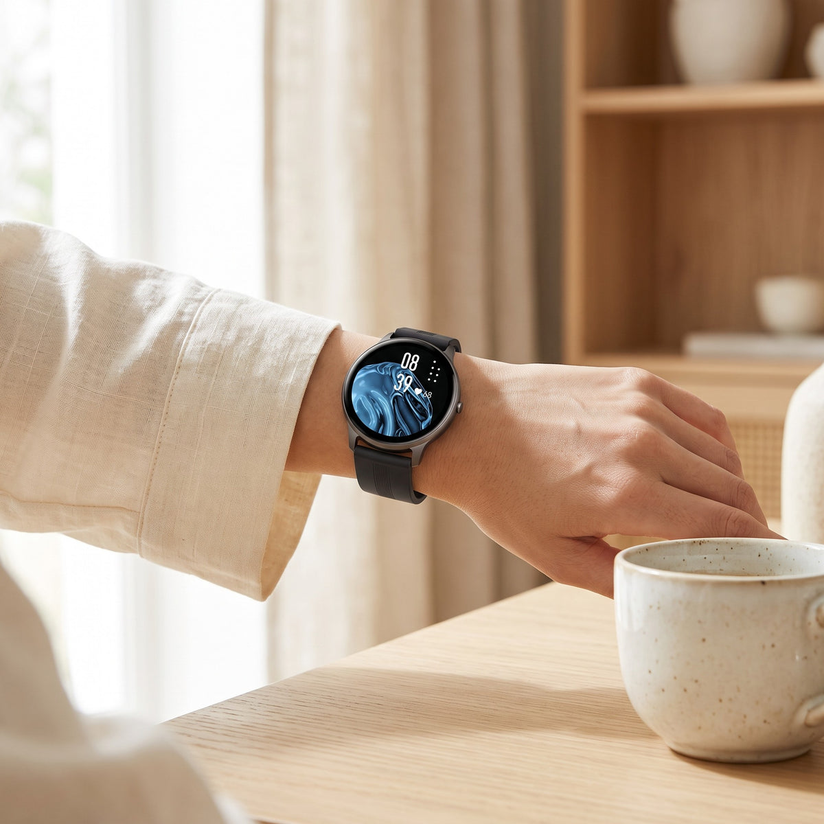 Smartwatch cu apeluri Bluetooth, în folosință, culoare: negru 